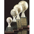 White Genuine Marble Grand World Globe Award w/ Green Base (8")